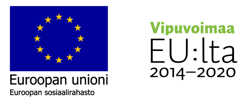 Euroopan unioni - Euroopan sosiaalirahasto logo, Vipuvoimaa EU:lta 2014-2020 logo.